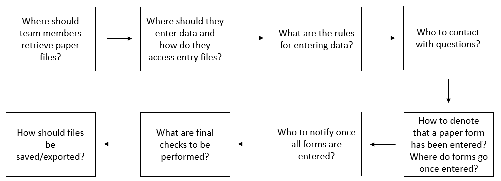 The flow of the decisions to make regarding the data entry process