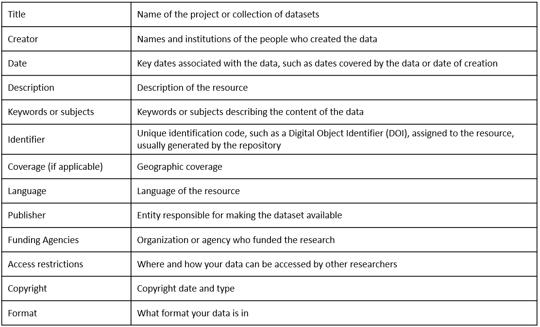 Common metadata elements